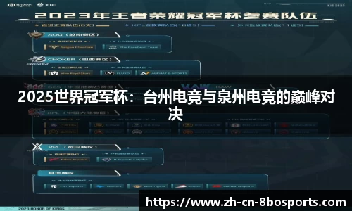 2025世界冠军杯:台州电竞与泉州电竞的巅峰对决